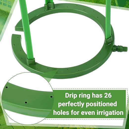 Tujoe 4 Sets Drip Irrigation Ring Water Ring 3 Leg Support Drip Emitter with 1/8 Inch Barbed Inlet Fitting Removable Stakes for Grow Media Irrigation System Rain Watering Tree Plants (9 Inch)