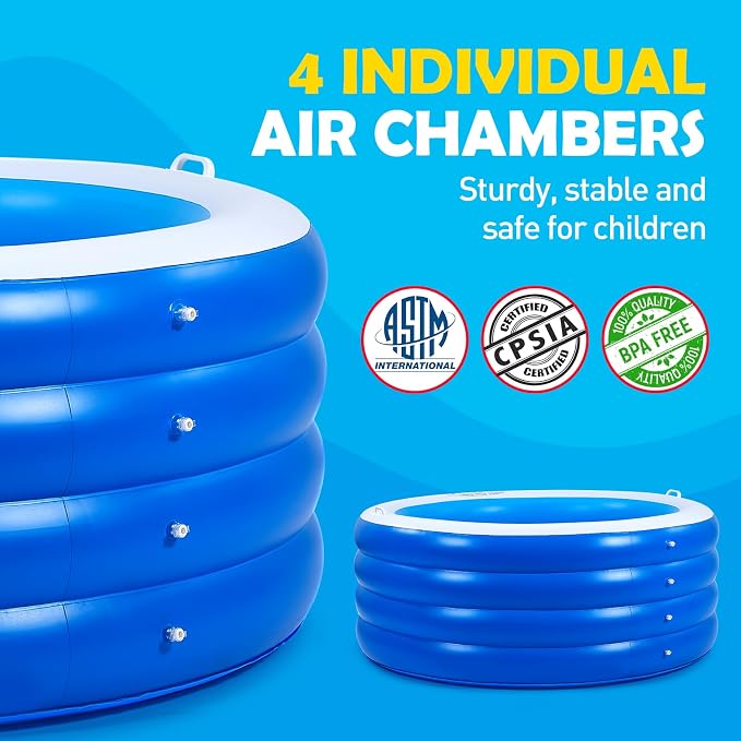 Blow Up Pool, 72" X 30" Round Inflatable Swimming Pool, Kids Pool Inflatable, Kiddie Baby Swimming Pool for Backyard