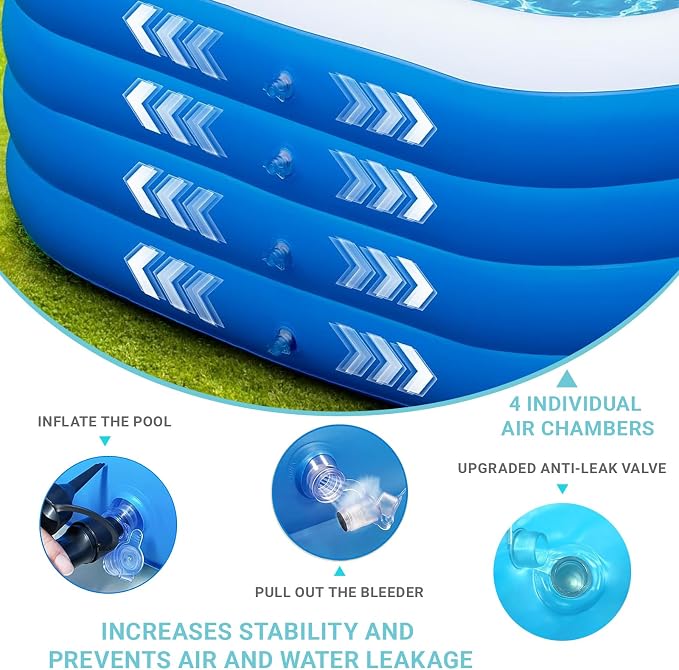 Inflatable Swimming Pool 71” x 51” x 28” Inflatable Family Swimming Pool for Summer Water Party, Adults, Outdoor, Garden, Backyard