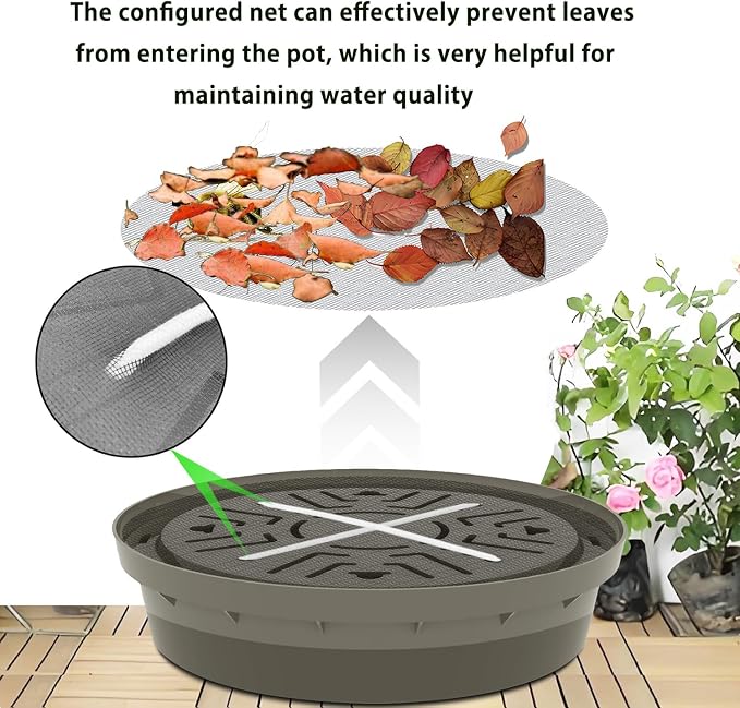 Self-Watering Base with Visible Water Level,5-Pack,Keeps Leaves and Flying Insects Out,Maintains Water Quality, Equipped with Rollers for Easy Movement and Rotation, Brown.