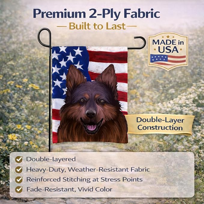 Caroline's Treasures CK6445GF Bohemian Shepherd American Flag Garden Flag Mailbox Flag Decorative Yard Flag Banner Outside Patio Artwork Yard Flower Beds, Garden Size, Multicolor