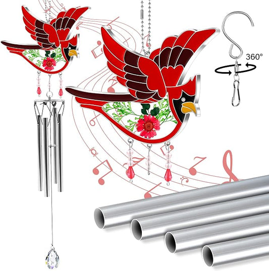 KY&Bosam Cardinal Wind Chimes for Outside Memorial Sympathy Gifts 20" Memorial Wind Chimes for Loss of Loved One Cardinal Sympathy Wind Chimes Bereavement Condolence Remembrance Gift for Loss of Mom