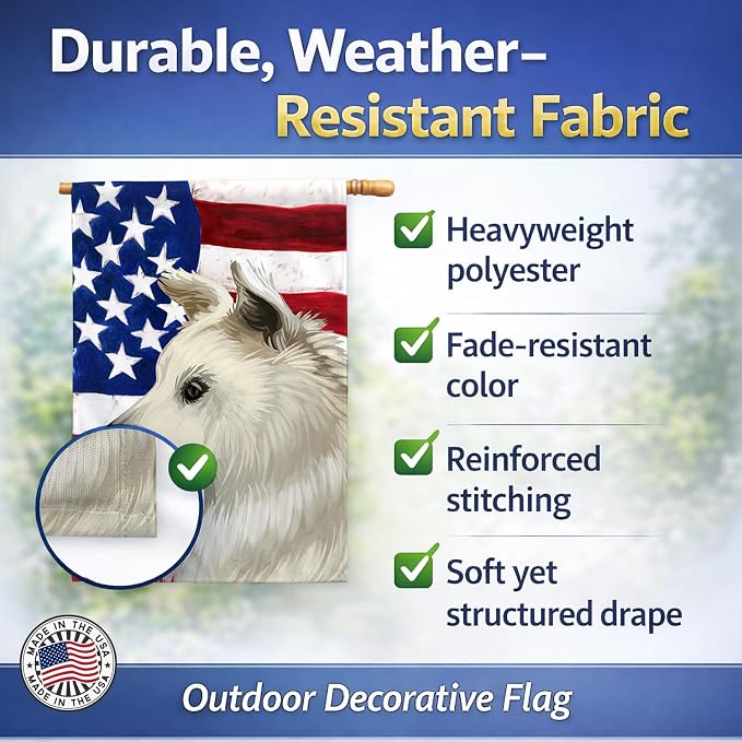 Caroline's Treasures CK6496CHF Cretan Hound Dog American Flag House Flag Large Porch Sleeve Pole Decorative Outside Yard Banner Artwork Wall Hanging, Polyester, House Size, Multicolor