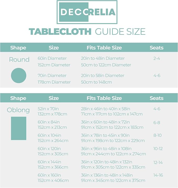Decorelia Waterproof Round Linen Texture Tablecloth 60 inch, Decorative Farmhouse Tablecloths Anti-Scratch Table Cover for Holiday, Banquet, Dining& Kitchen Table (60 Inch, Round (2-4 Seats), Aqua)