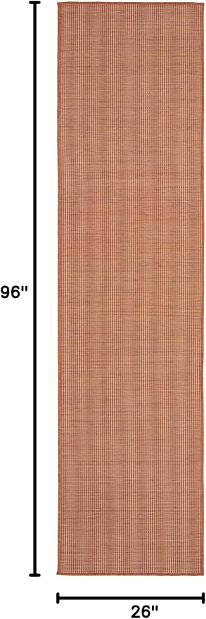 Nourison Home Positano Terracotta 2'2" x 8' Area Rug - Easy Clean, Non Shedding, Bed Room, Living Room, Dining Room, Kitchen (8' Runner)