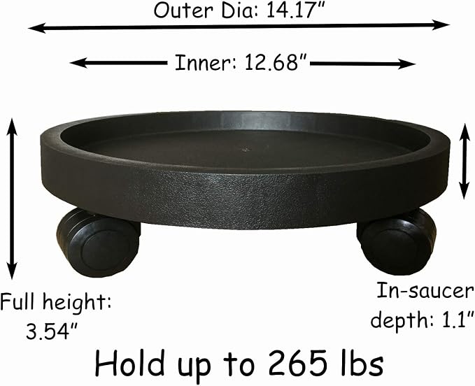 2 Pack of 14 Inch Heavy Duty Plant Caddy with Wheels,Rolling Plant Stand Pot Trolley,Wheeled Planter Saucer Tray,Potted Flower Mover Dolly with Casters Round Coaster for Indoor Outdoor