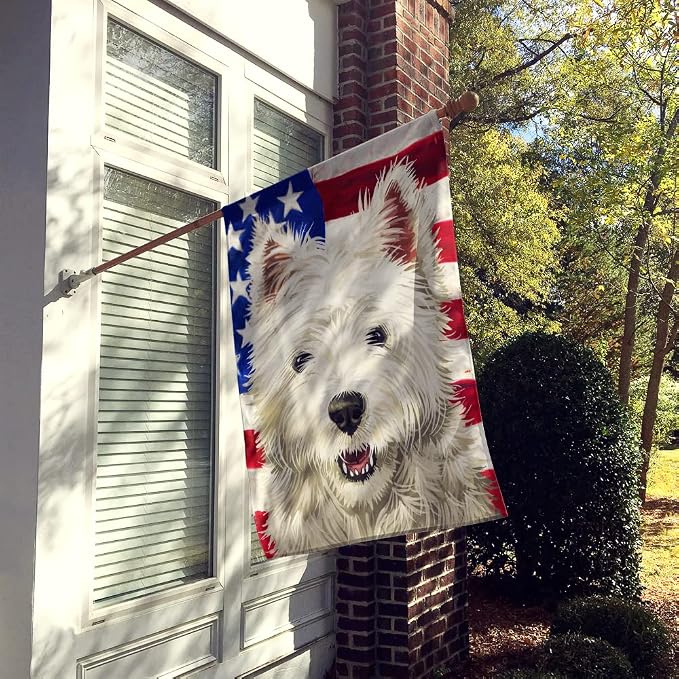 Caroline's Treasures CK6471CHF Cairn Terrier Dog American Flag House Flag Large Porch Sleeve Pole Decorative Outside Yard Banner Artwork Wall Hanging, Polyester, House Size, Multicolor