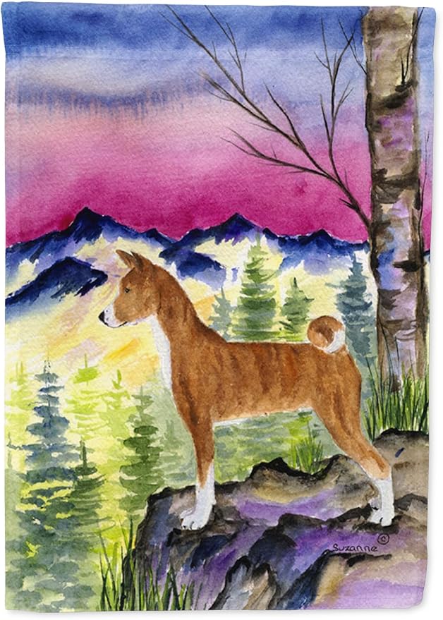 Caroline's Treasures SS8371GF Basenji Garden Flag Mailbox Flag Decorative Yard Flag Banner Outside Patio Artwork Yard Flower Beds, Garden Size, Multicolor