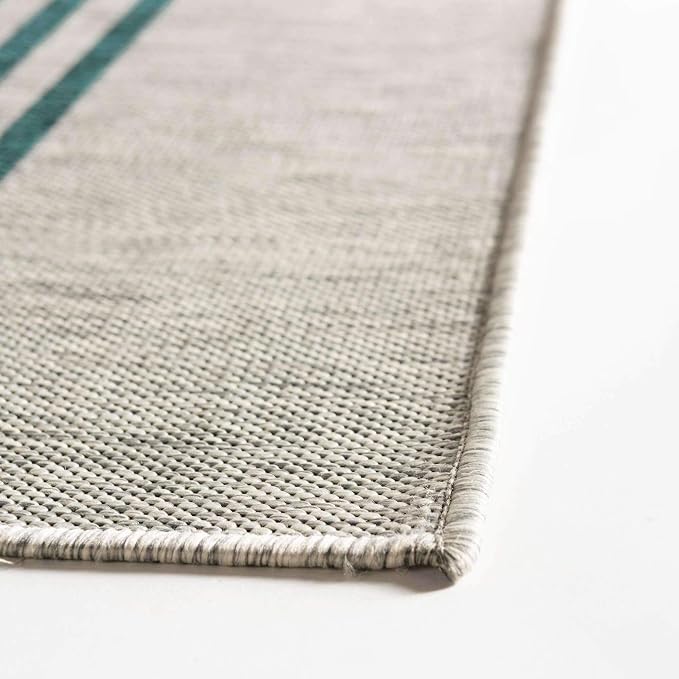 Unique Loom Outdoor Collection Area Rug - Anguilla (9' x 12' Rectangle, Light Gray/ Teal)