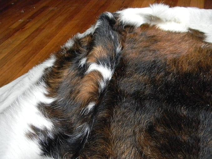 rodeo Genuine Cowhide Rug - Real Cow Hide Rug Large for Living Room & Bedroom - Western Rugs for a Natural Western Home Decor Ambiance - Rustic Cow Print Carpet Decor - 5x6 ft, Dark Tricolor