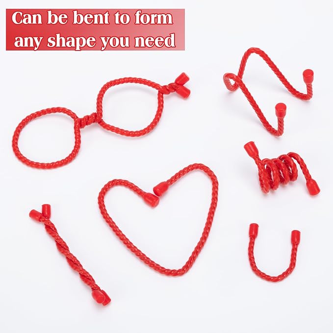 8PCS 12-Inch Silicone Cable Ties, Bendable Rubber Twist Ties, Reusable Twist Ties for Cords, gear ties for Organizing, Bundling (Red)