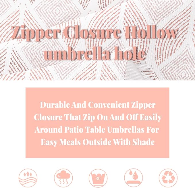 Outdoor Tablecloth with Umbrella Hole Fabric Spill Proof and Waterproof with Zipper Floral Tablecloth for Spring/Summer/Party/Picnic Rectangle 60 x 84 in
