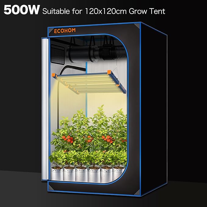 ECOHOM 500W LED Grow Light, Full Spectrum Dimmable Daisy Chain, Pro Bar Style for 4x4ft Grow Tent, Foldable & Hanging Growing Lamp for Indoor Plants Seedlings, Veg and Bloom
