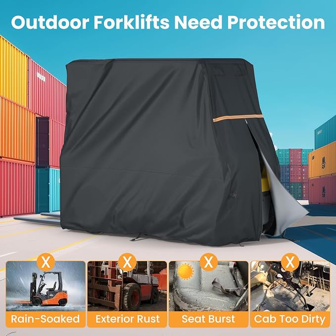BENVOL Forklift Cover, Fit 3000-5000lbs, Waterproof, Dustproof, UV-Proof, 420DSilver-Coated Waterproof Oxford Cloth, All-Season Protection Forklift Cab Cover, (102 "*45" *82 "Inches)