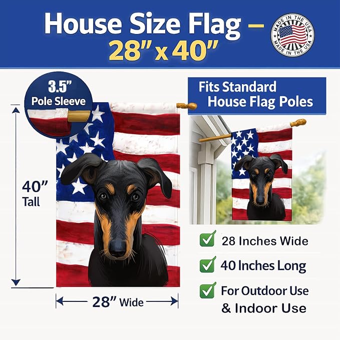 Caroline's Treasures CK6585CHF Kanni American Flag House Flag Large Porch Sleeve Pole Decorative Outside Yard Banner Artwork Wall Hanging, Polyester, House Size, Multicolor