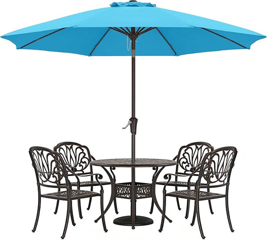 ABCCANOPY 10FT Patio Umbrella, Outdoor Windproof Table Umbrella with Push Button Tilt and Crank for Garden, Lawn, Deck & Backyard (Aquamarine)