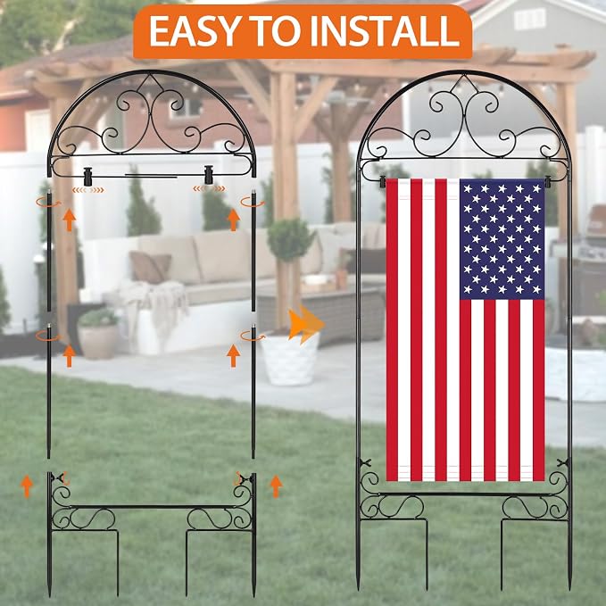 Liitrton Garden Flag Holder Stand | Yard Flag Holder Fits Max 14" x 25" Flags | Metal Garden Flagpole Stake for Outside, Seasonal Yard Lawn Holiday Decor Flag Stand (No Flag Included)