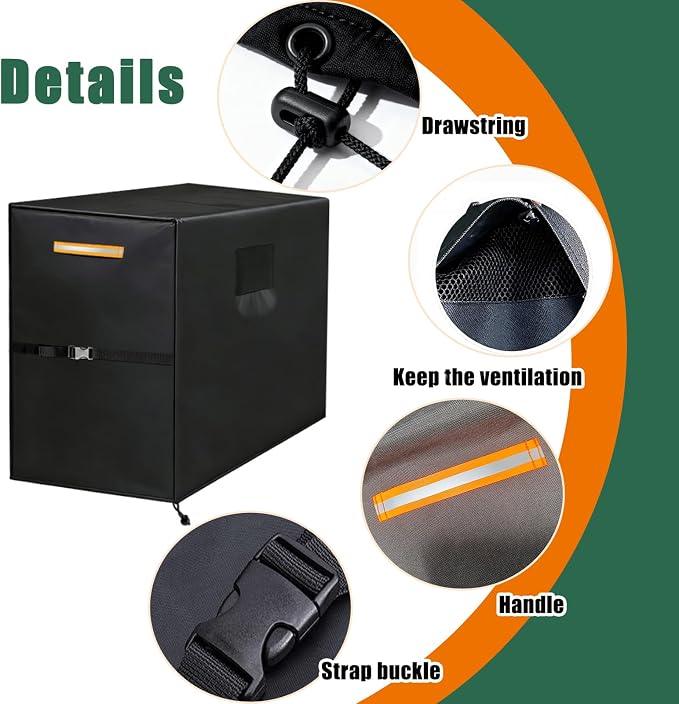 Air Compressor Cover – Waterproof Outdoor Cover for 22.5"x18"x22.5" Stationary Compressors, Heavy-Duty Thickened 600D Oxford Fabric Covers for AG-S1005/AC1 Series (22.5"x18"x22.5")