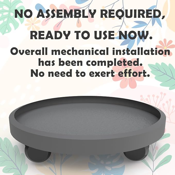 2 Pack of 11 Inch Heavy Duty Plant Caddy with Wheels,Rolling Plant Stand Pot Trolley,Wheeled Planter Saucer Tray,Potted Flower Mover Dolly with Casters Round Coaster for Indoor Outdoor