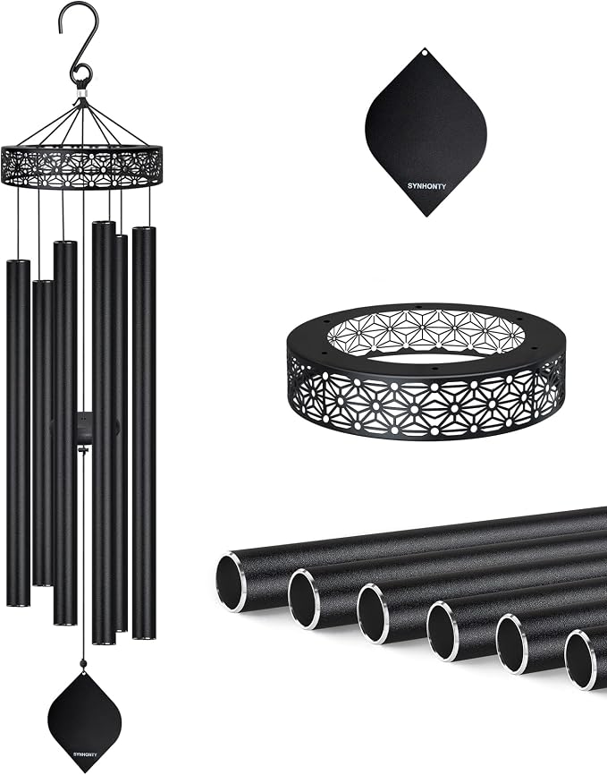50" Extra Large Wind Chimes for Outside, Big Deep Tone Unique WindChimes Outdoor Gifts for Mom/Women/Men, House Warming Gifts New Home graden Hanging Decor (Black)