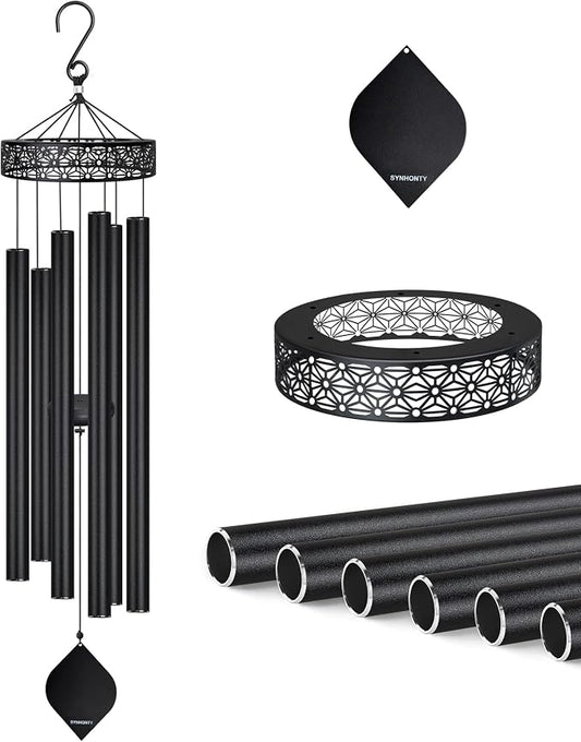 50" Extra Large Wind Chimes for Outside, Big Deep Tone Unique WindChimes Outdoor Gifts for Mom/Women/Men, House Warming Gifts New Home graden Hanging Decor (Black)