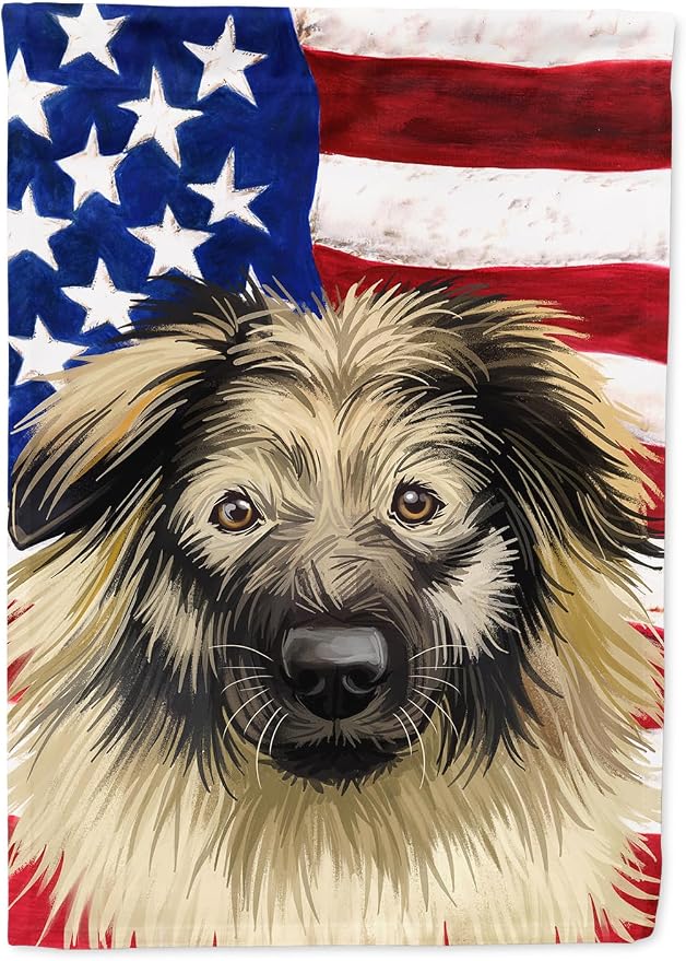 Caroline's Treasures CK6587CHF Karst Shepherd American Flag House Flag Large Porch Sleeve Pole Decorative Outside Yard Banner Artwork Wall Hanging, Polyester, House Size, Multicolor