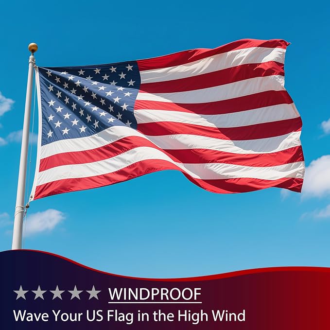 Chillchard 4x6 FT American Flags for Outside Heavy Duty - TearProof US Flag | Ultra Anti-Fade & Waterproof Outdoor Spun USA Flag Fly in High Wind with Embroidered Stars, Brass Grommets for All Weather