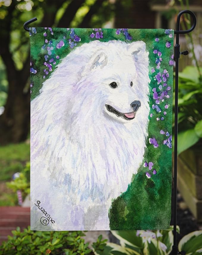 Caroline's Treasures SS8965GF American Eskimo Garden Flag Mailbox Flag Decorative Yard Flag Banner Outside Patio Artwork Yard Flower Beds, Garden Size, Multicolor