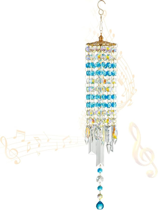 Crystal Wind Chimes Rainbow Suncatcher for Window, Garden, Patio | K9 Crystal Suncatcher, 22 Inches, Creates Rainbows Indoors/Outdoors, Ideal For Gifting, Rose Gold Hooks, Porch/Balcony