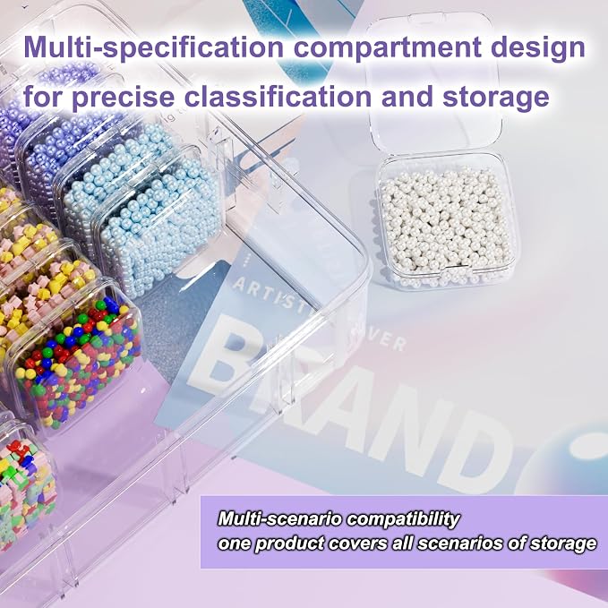Bead Organizer Box, 84 Pcs Small Plastic Containers with Lids, 4-Tier Stackable Storage Box, Clear Organizers for Jewelry Toys Craft Storage
