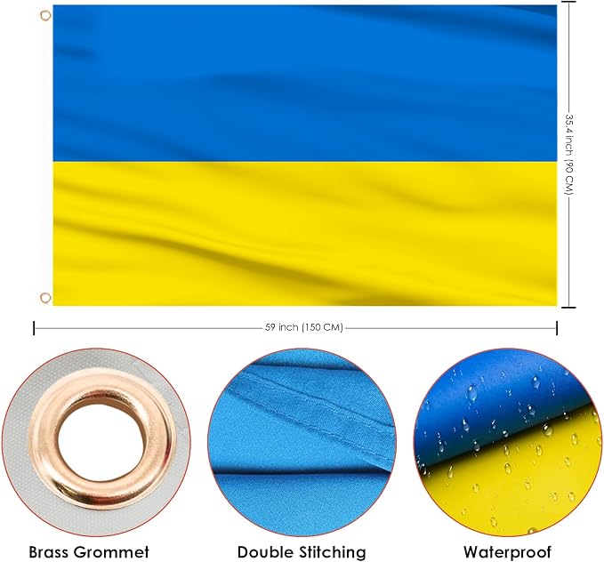 AhfuLife Ukraine Flag 3x5 Ft 4 PCS, Large Ukrainian Flags for Outside - Double Sided with Brass Eyelets for World Cup Party Decorations, Bar Garden Street Decoration Indoor Outdoor