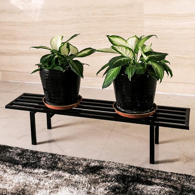 Zhongma One Tier Heavy Duty Metal Plant Stand (45.67 L x 8.66 W x 7.9 H)