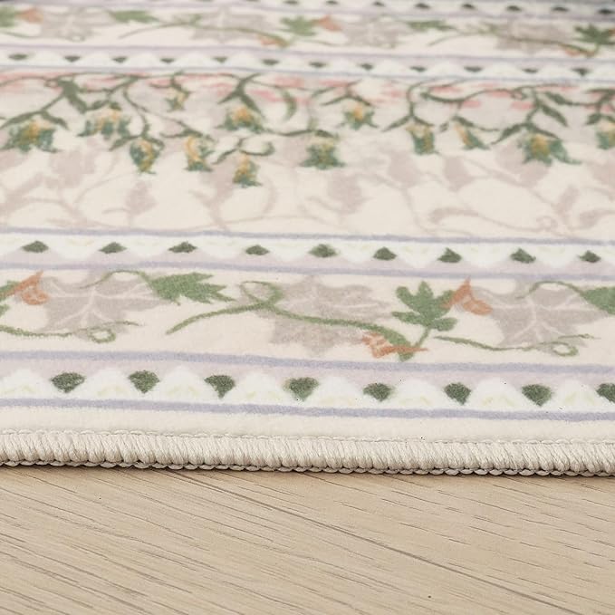 Rugcomf 2x6 Runner Rug Impressionist-Style Vintage Kitchen Rugs Non Slip Washable Soft Carpet Runner for Kitchen Laundry Bedroom Bathroom, Beige