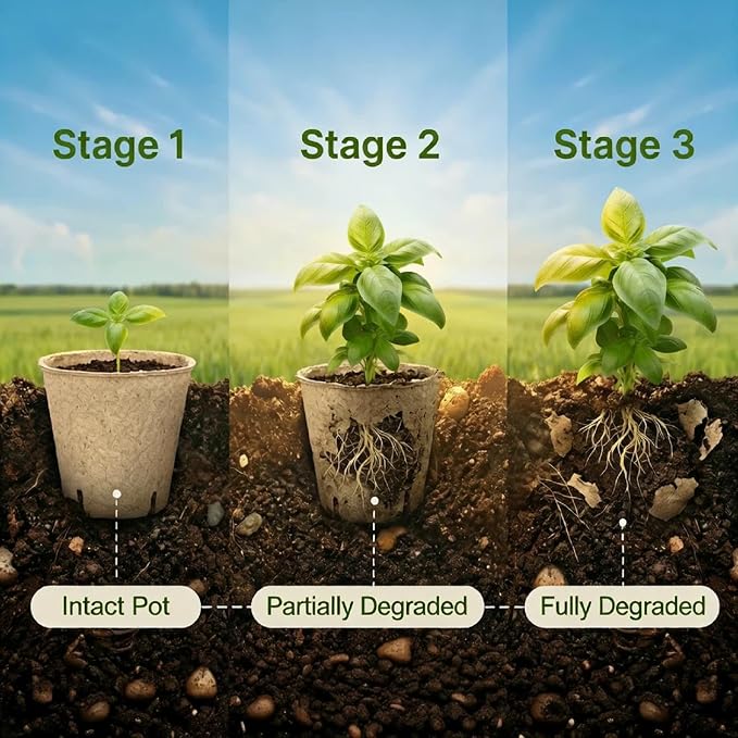 20 Packs 5 Inch Peat Pots with 20 Pcs Plant Labels, Biodegradable Seedling Pots with Drainage Holes, Nursery Pots Breathable Plant Containers, Seed Starter Kit for Vegetables, Flowers