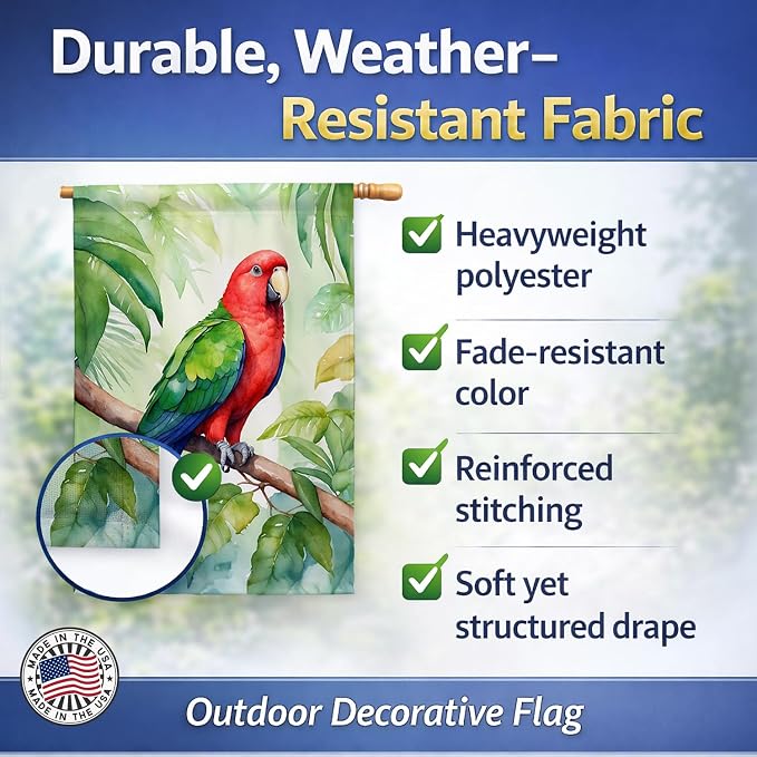 Caroline's Treasures Eclectus Parrot House Flag Large Porch Sleeve Pole Decorative Outside Yard Banner Artwork Wall Hanging, Polyester, House Size, Multicolor