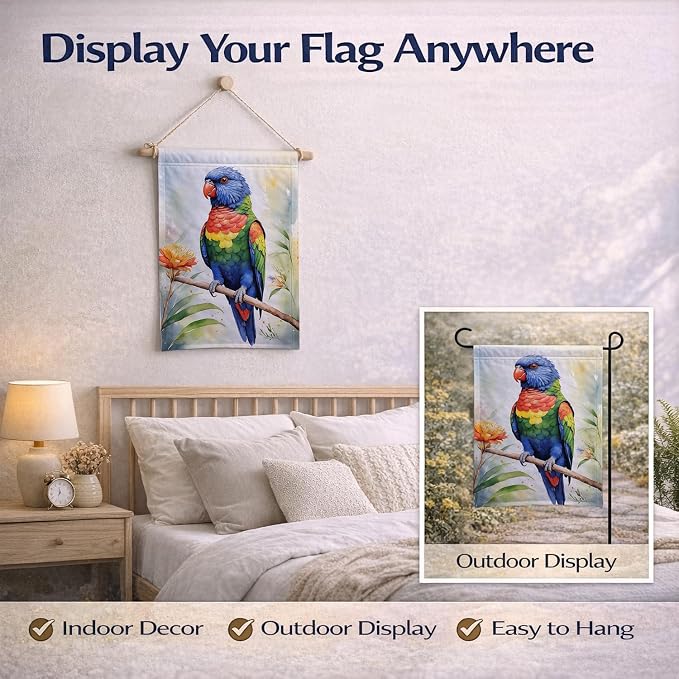 Caroline's Treasures Rainbow Lorikeet Garden Flag Mailbox Flag Decorative Yard Flag Banner Outside Patio Artwork Yard Flower Beds, Garden Size, Multicolor