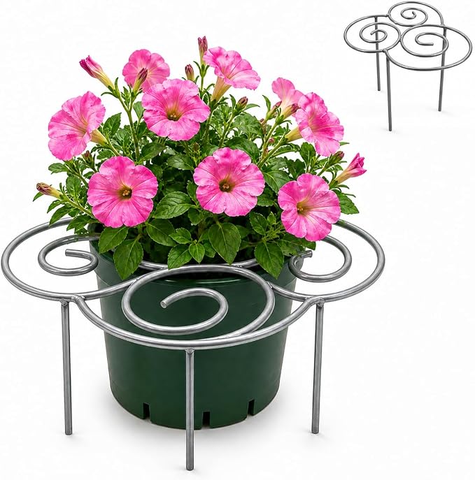 Plant Support Ring for Outdoor Plants, 10.83 x 10.83 in Metal Garden Stake, Decorative Peony Support Cage for Potted Flowers, Hydrangeas, Roses, 1 Pack