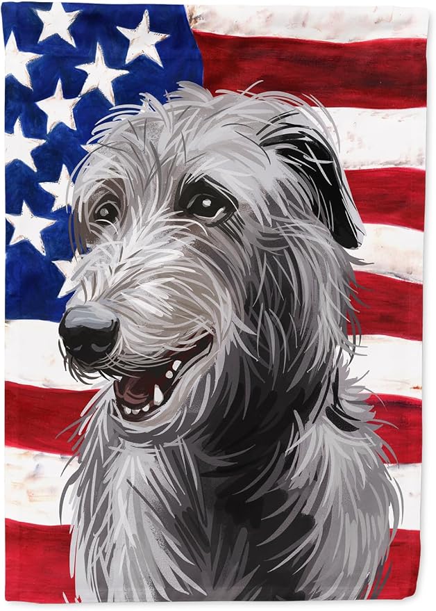 Caroline's Treasures CK6695GF Scottish Deerhound Dog American Flag Garden Flag Mailbox Flag Decorative Yard Flag Banner Outside Patio Artwork Yard Flower Beds, Garden Size, Multicolor