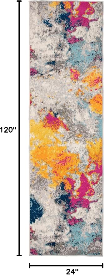 Rugshop Modern Abstract Living Room Non-Shedding Runner Rug Multi 2' x 10' | Rectangular, Size 2' x 10', Bedroom, Dining Room, Home Office, Kitchen, Entryway, Hallway, Nursery, Kids Room, Guest Room