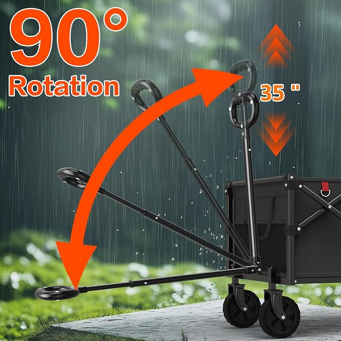 Yozoia 360LBS Heavy-Duty Wagons Carts Foldable 120L Collapsible Wagon Cart with Wheels and Tailgate, Folding Utility Wagon Carts for Groceries, Outdoor Camping, Shopping, Beach, Garden