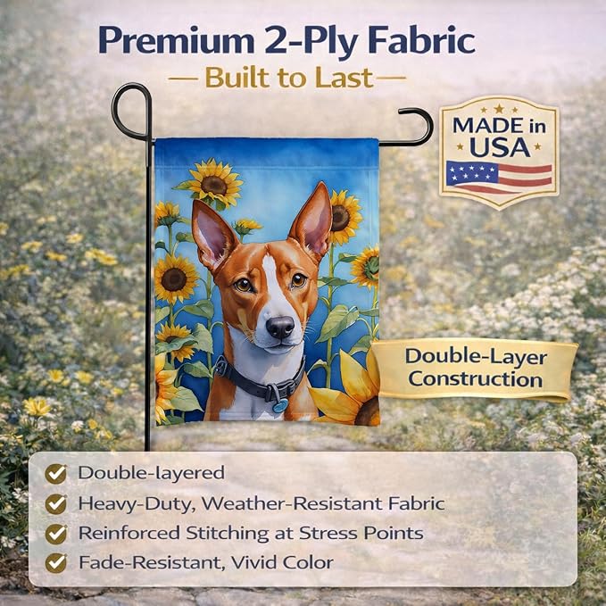 Caroline's Treasures DAC6016GF Basenji in Sunflowers Garden Flag Mailbox Flag Decorative Yard Flag Banner Outside Patio Artwork Yard Flower Beds, Garden Size, Multicolor