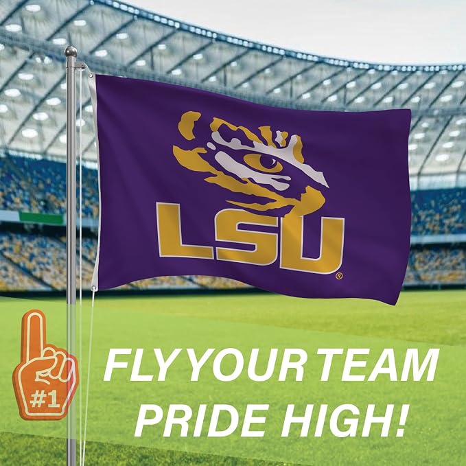 NCAA Louisiana State University Flag with Grommets, 3'x5' LSU Tigers Outdoor College Flags & Banners for Garden Patio Indoor Wall Décor