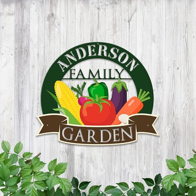 MeMate Vegetable Garden Sign, Personalized Metal Signs, Garden Sign to Personalize, Customized Name Wall Art for Garden Outdoor Decor, Outdoor Plaque Large Sign for Potting Shed, She Shed