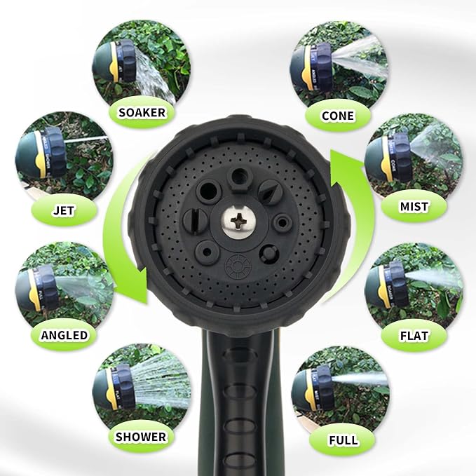 Garden Hose Metal 100FT – Heavy Duty 304 Stainless Steel Water Hose with 8-Pattern Nozzle, Lightweight, Flexible, Puncture Proof, Kink-Free, High Pressure, Solid Metal Fittings for Yard, Outdoors, RV