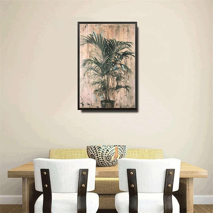 Metal Sign Tin Sign Vintage Wall Art Vintage Areca Palm Tin Sign for Rustic Paintings Shabby Chic Style and Bygone Era Charm Bar Sign for Pub 6×8 Inches with Metal Frame