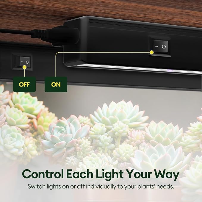 Maygrove T5 Grow Lights for Indoor Plants 2FT, Blue-Rich Full Spectrum 5000K Grow Light, 60W(4 x 15W), Grow Light Strips for Seed Starting, Greenhouse, High PPFD, Linkable, Black, 4-Pack