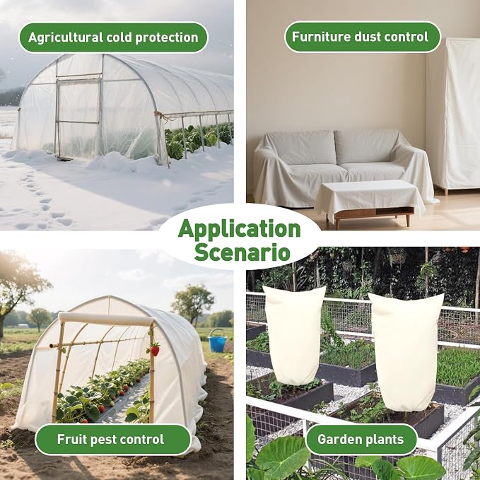 2 Pack 10ft x 50ft Plant Covers Freeze Protection, Frost Blanket for Outdoor Plants, Trees & Gardens, All-Season Winter Protection, Floating Row Cover for Vegetables, Shrubs & Raised Beds