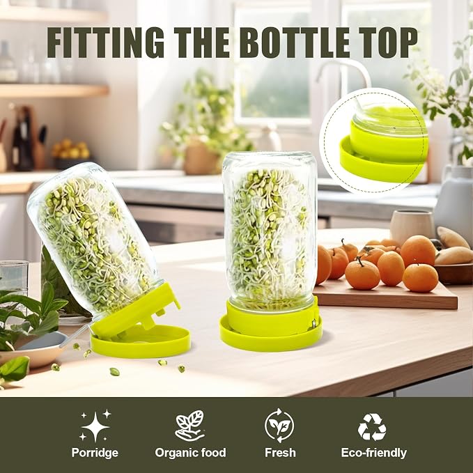 Sprouting Lid for Mason Jars, Wide Mouth Sprouting Jar Kit with 316 Stainless Steel Mesh Screen and Drain Tray for Broccoli, Alfalfa & Mung Bean Sprouts, 1 Lid + 1 Tray, Jar Not Included
