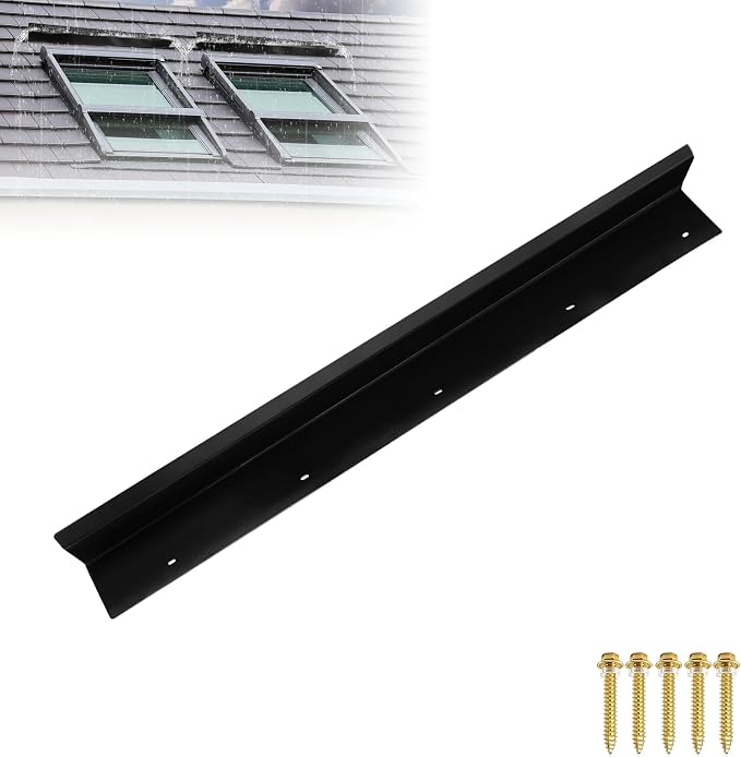 1 pcs Rain Diverter for Roof, 39 Inch Powder Coated Roof Rain Diverter with Nails, Rainwater Splash Guard for Shingle Roofs, Doorways, Windows, Chimneys and Roof Vents, Weatherproof Protection