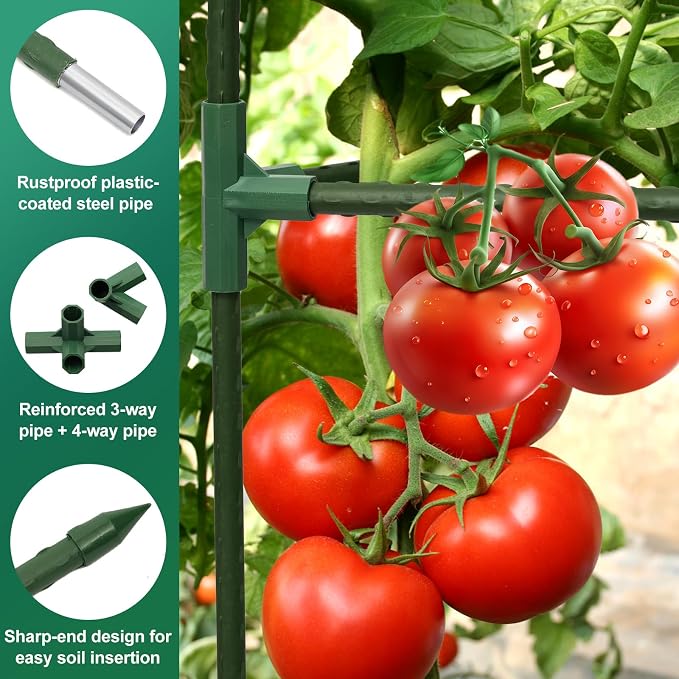 Tomato Cages for Garden,2 Pack 50in Tall Tomato Plant Support Stakes Adjustable Heavy Duty Steel Plant Tower Stakes, Updated Cucumber Trellis Garden Cages for Climbing Plants Vegetable Flowers